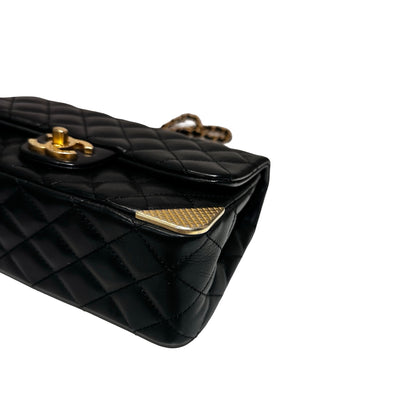 Used Chanel Rock The Corner Mini Flap Shoulder Bag Black GHW