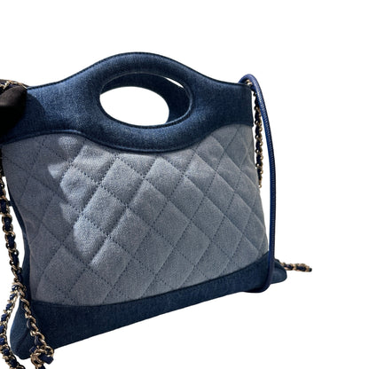 New Chanel Denim Chanel 31 Mini Shopping Chain Shoulder Bag Blue GHW