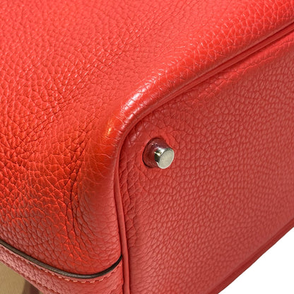 Used HERMES Calfskin Leather Picotin Clutch Pink