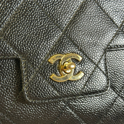 Used CHANEL Caviar Quilted Jumbo Tote Bag Shoulder Bag Black