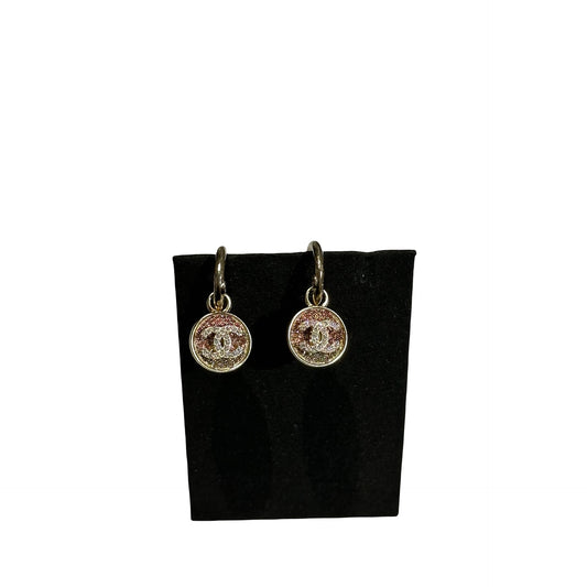Used Chanel Gold Pink Earrings
