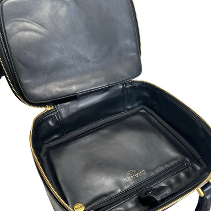 Used CHANEL Caviar leather Caviar Vanity Case Vanity case Black Gold
