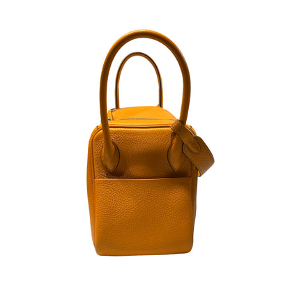 Used HERMÈS Clemence leather Lindy 26 Cross Body Bag PHW Orange (93)