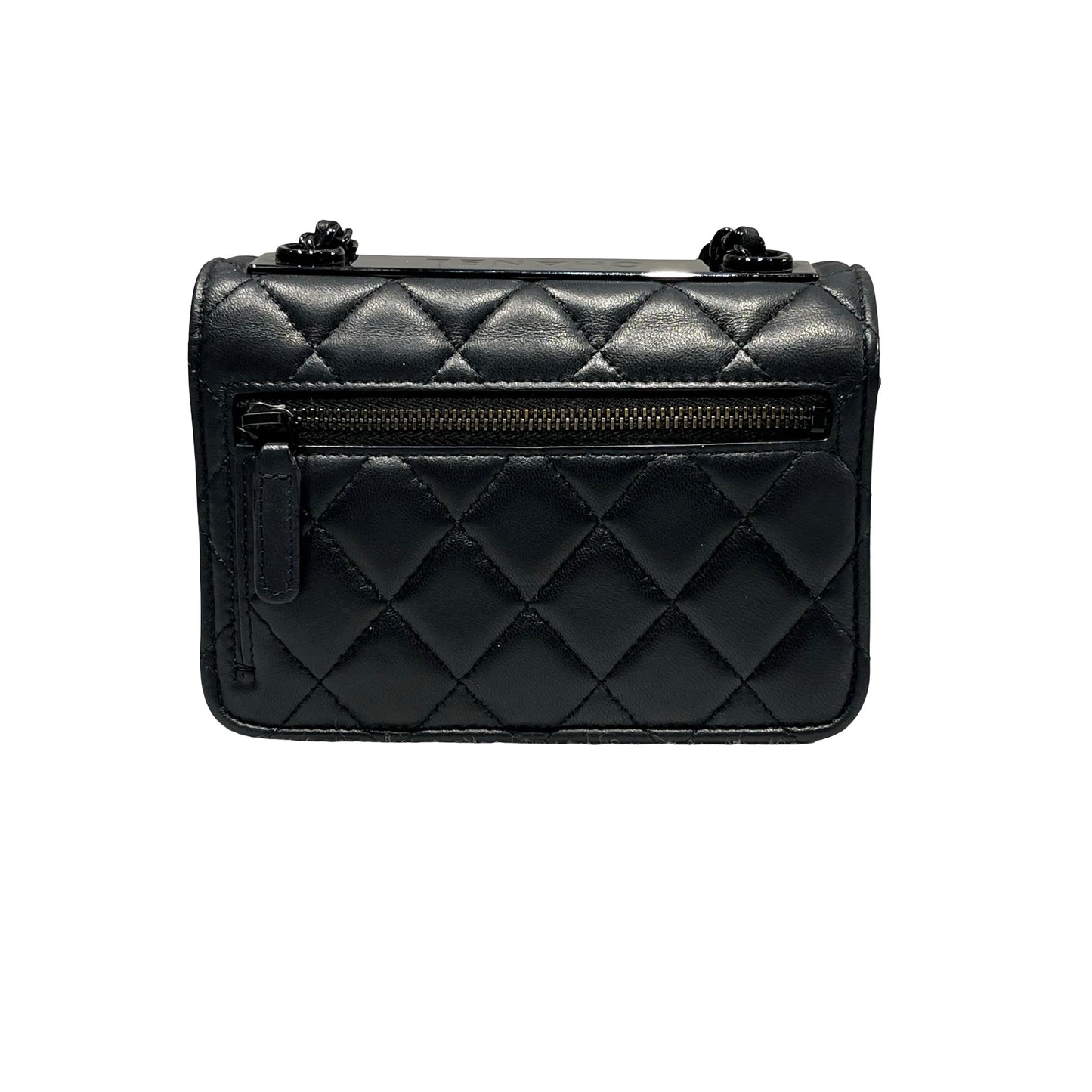 Used CHANEL Calfskin Leather MINI WOC Cross Body Bag Black