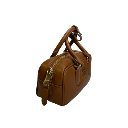 Used MIU MIU Leather Bowling Handbag Brown
