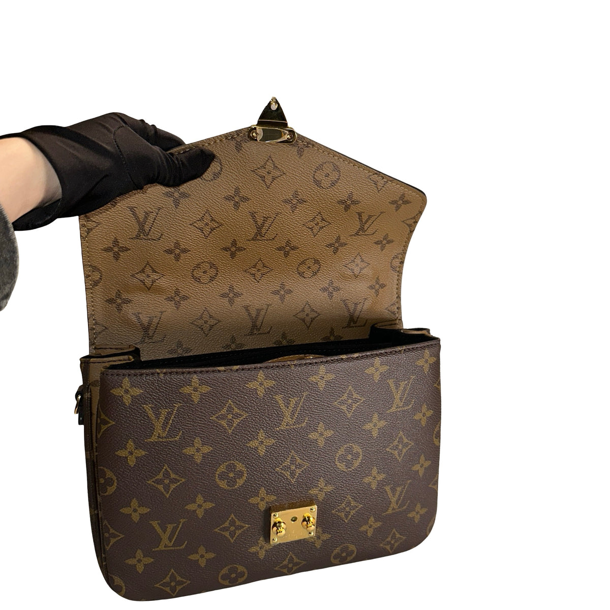Used LOUIS VUITTON Monogram Monogram Reverse Pochette Metis Crossbody Bag Brown Light Brown