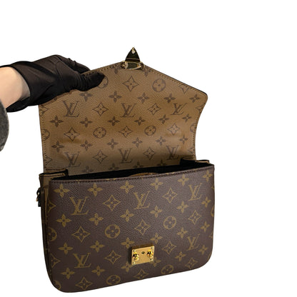Used LOUIS VUITTON Monogram Monogram Reverse Pochette Metis Crossbody Bag Brown Light Brown