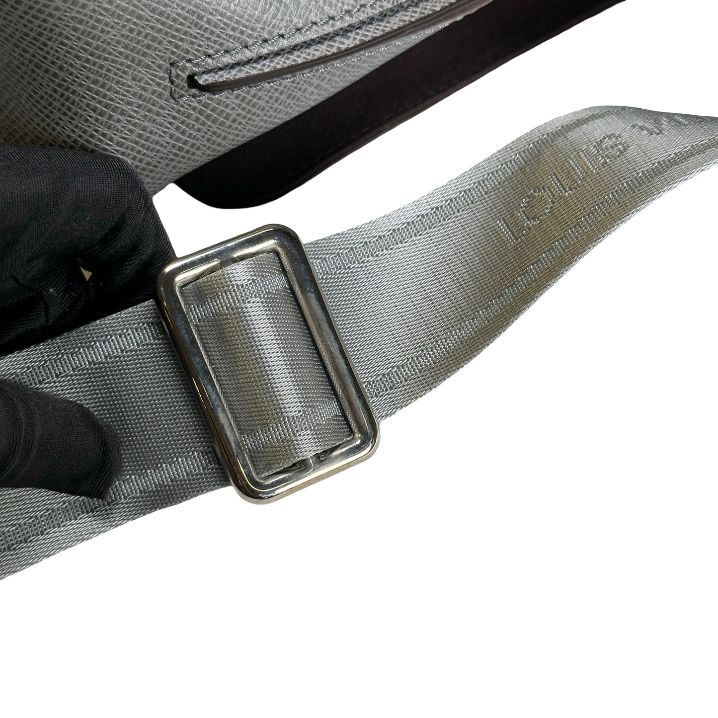 Used LOUIS VUITTON Calfskin Roman Messenger Bag Grey PHW