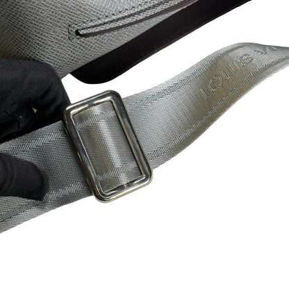 Used LOUIS VUITTON Calfskin Roman Messenger Bag Grey PHW