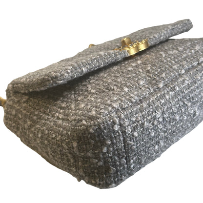 Used CHANEL Tweed Chanel 19 Chain Shoulder Bag Grey，GHW