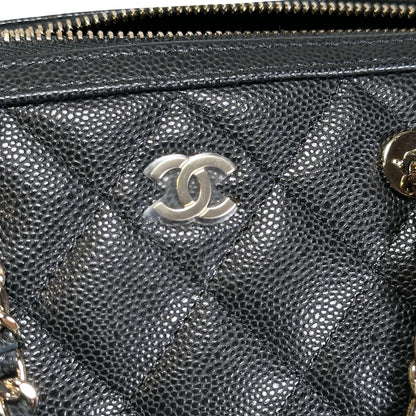 Used CHANEL Caviar Quilted Quilted Barrel Bag Barrel Bag Black