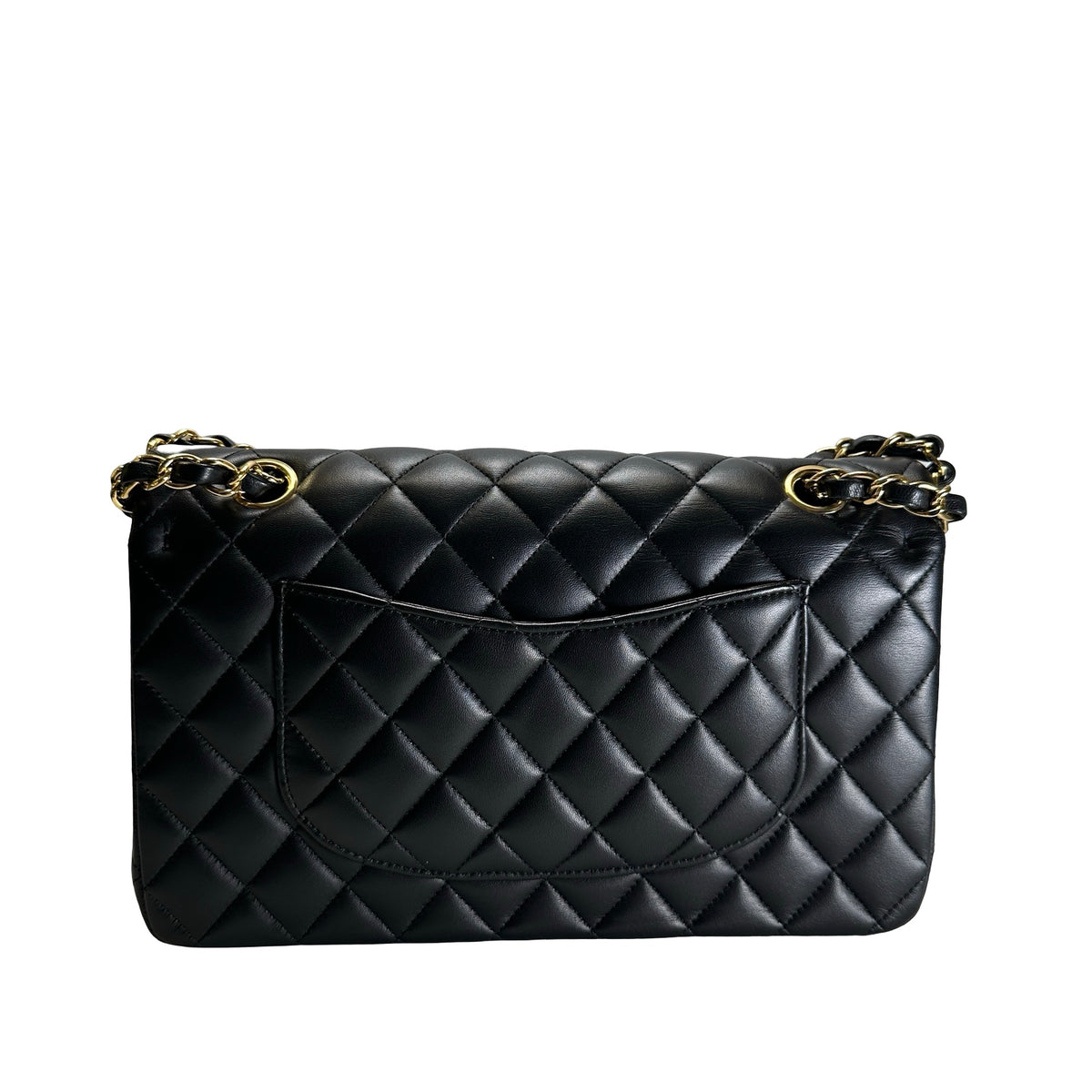 Used CHANEL Quilted Lambskin Classic Flap Chain Shoulder Bag Black Gold