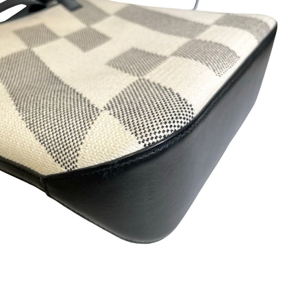 Used HERMÈS Canvas Cabas H En Biais 27 Cross Body Bag Black White