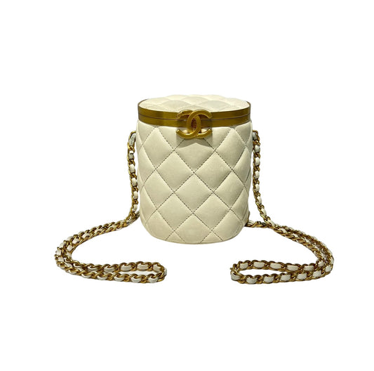 Matelasse Quilted Lambskin CROWN BOX Chain Shoulder Bag [101219]