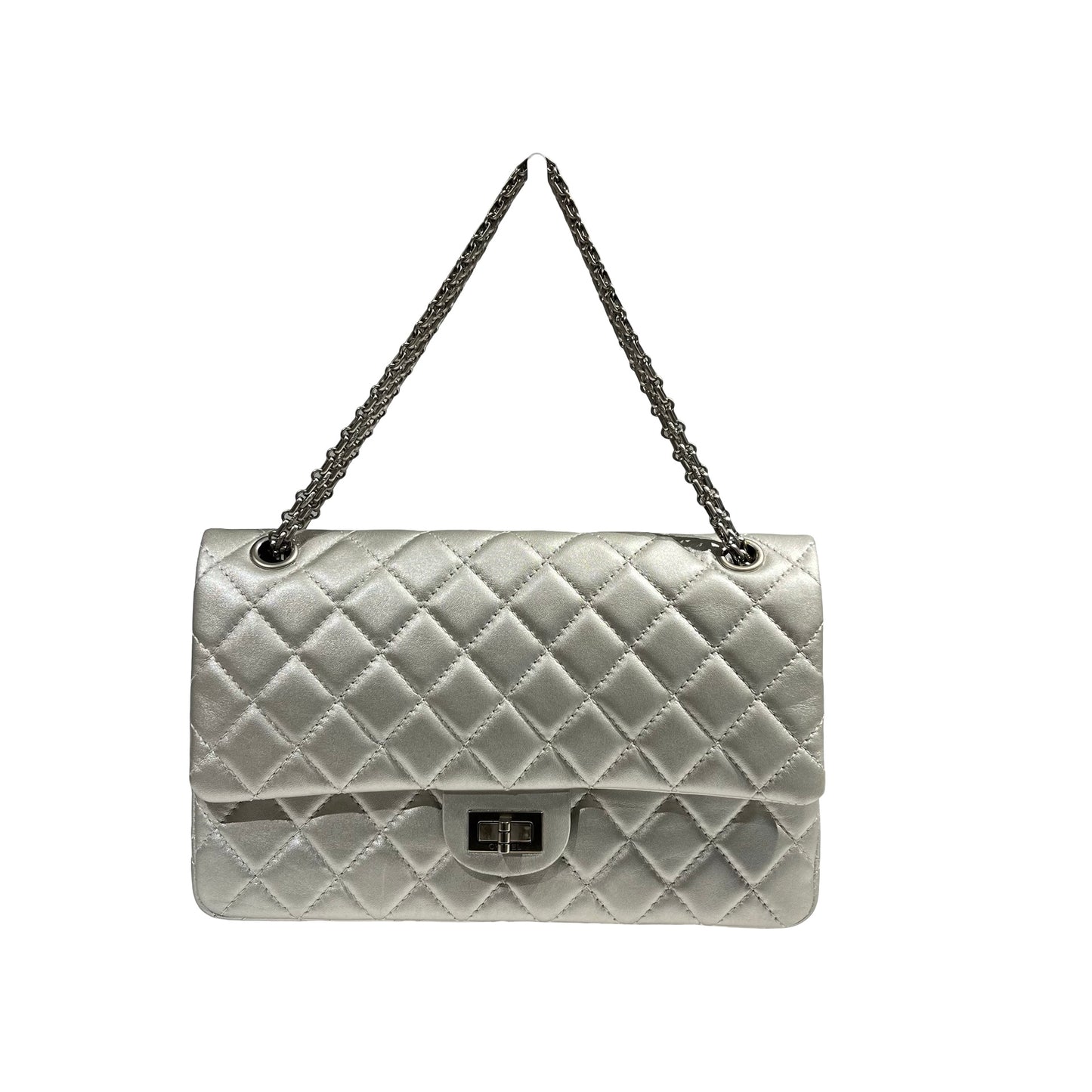 CHANEL SILVER PHW 2.55 27CM LAMBSKIN [3001051]