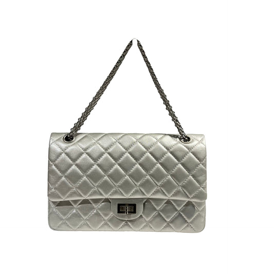 CHANEL SILVER PHW 2.55 27CM LAMBSKIN [3001051]