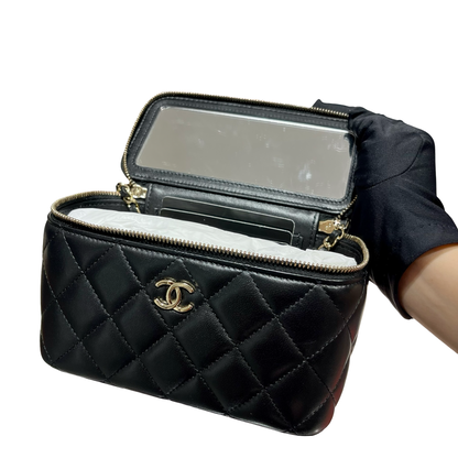 CHANEL VANITY CASE BLACK LAMBSKIN GHW [3000610]
