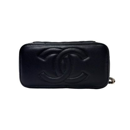 CHANEL VANITY CASE BLACK GHW LAMBSKIN AP2199 [3000210]