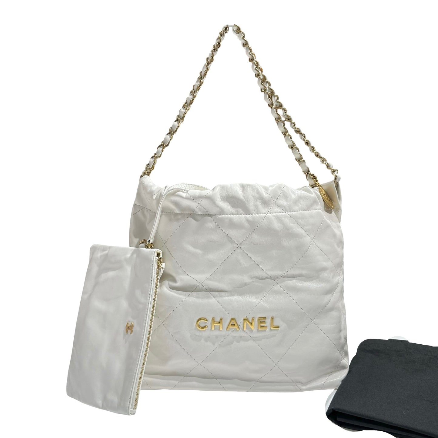CHANEL 22 SMALL WHITE GHW [3001041]