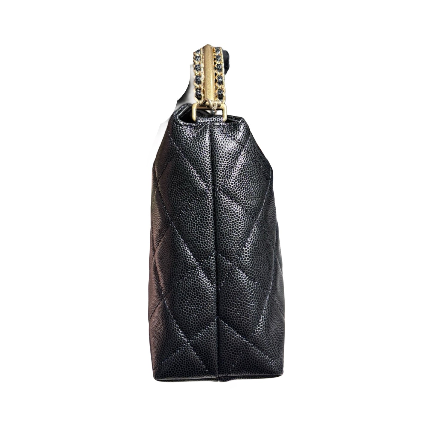 CHANEL 24A HOBO WITH HANDLE BLACK CAVIAR GHW [3000606]