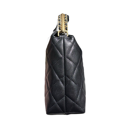 CHANEL 24A HOBO WITH HANDLE BLACK CAVIAR GHW [3000606]