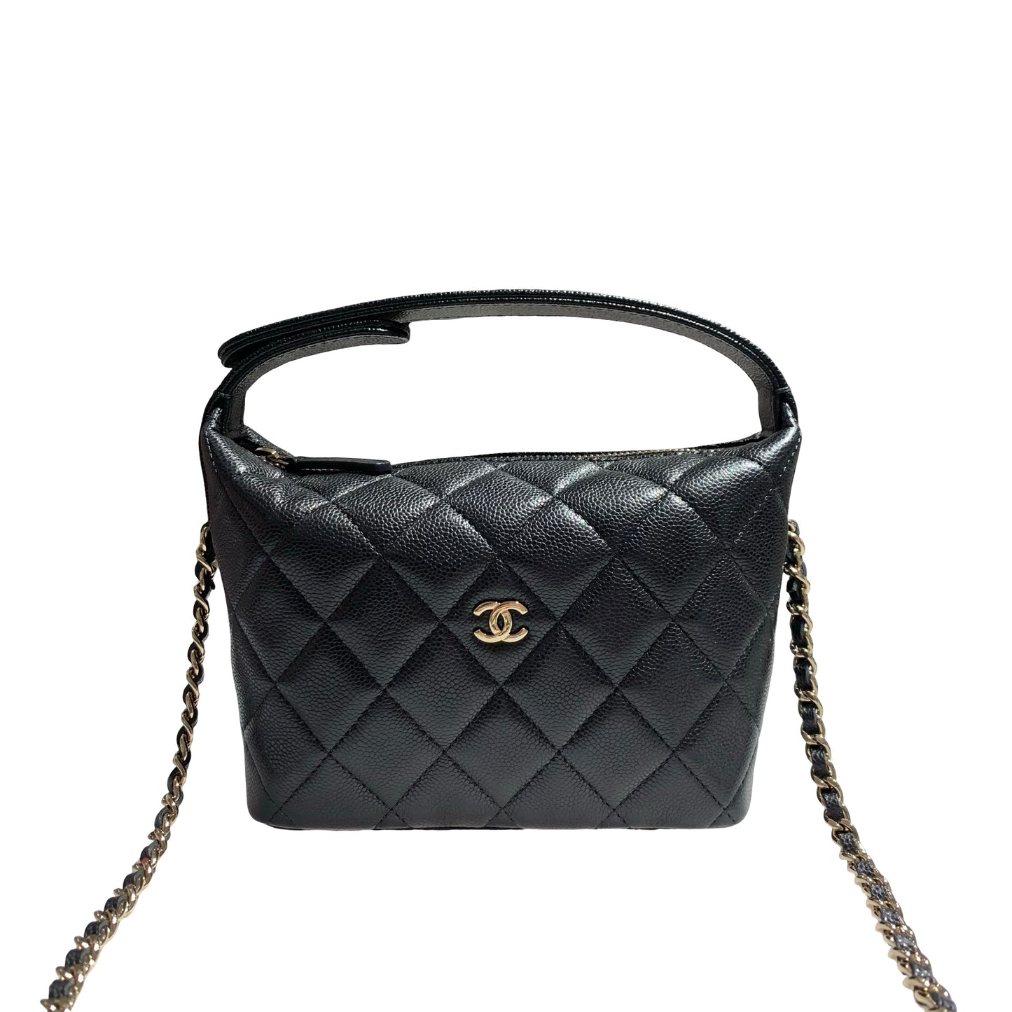 CHANEL HOBO BLACK CAVIAR GHW CHAIN SHOULDER BAG [3000582]