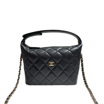 CHANEL HOBO BLACK CAVIAR GHW CHAIN SHOULDER BAG [3000582]