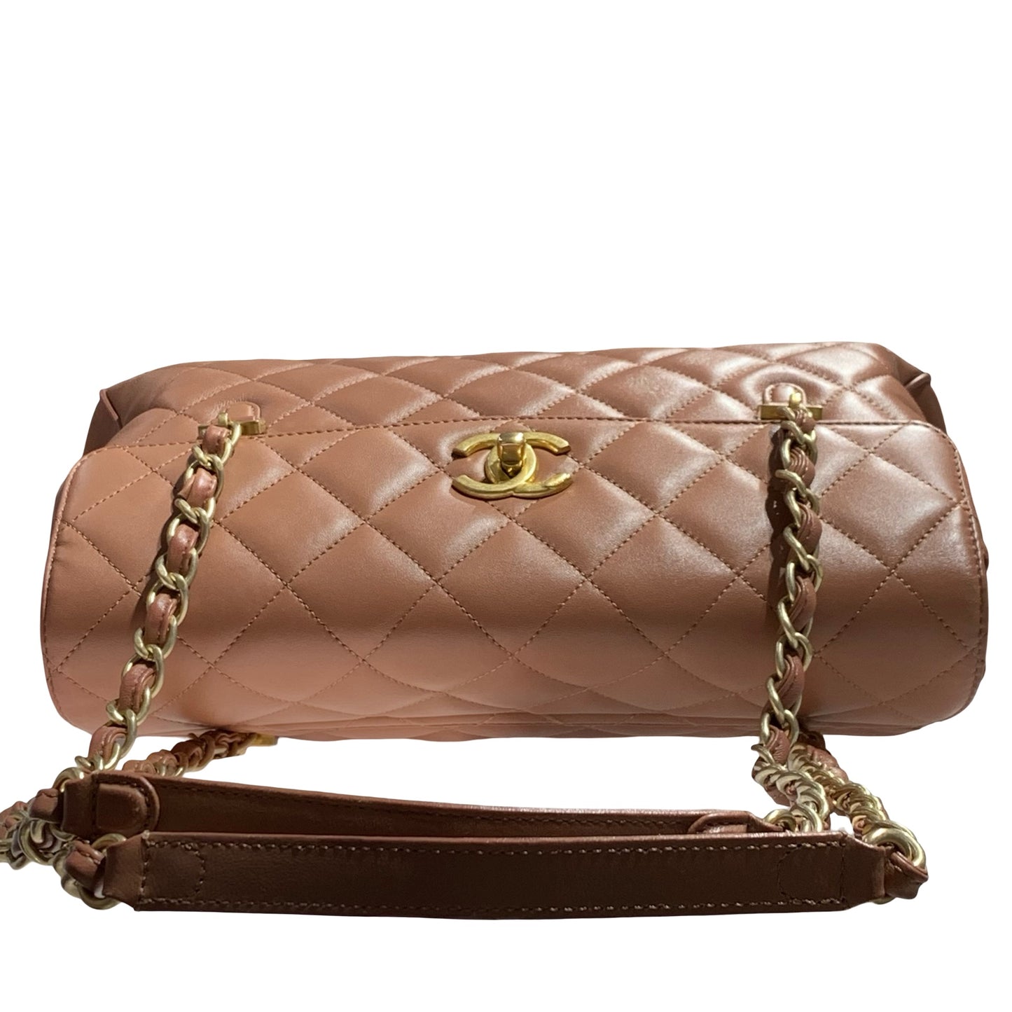 CHANEL MISIA CAMERA FLAP BROWN LAMBSKIN GHW CHAIN SHOULDER BAG [A04211]
