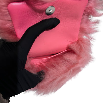 New CHANEL Lambskin Leather Shearing Jewel Hook Card Holder Pouchette Pink PHW