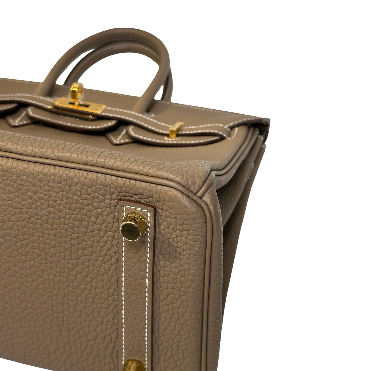 Used HERMES Togo Birkin 25 Handbag Etoupe Gold