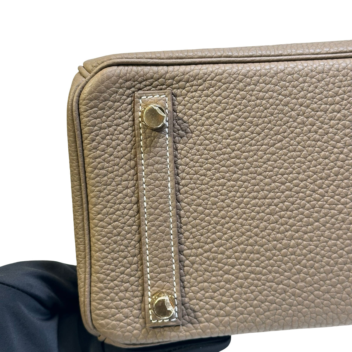Used HERMES Togo Birkin 25 Handbag Etoupe Gold
