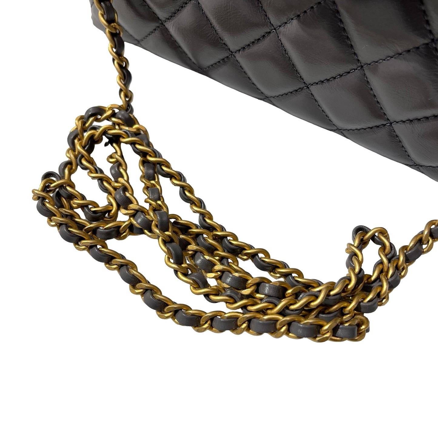 Unused CHANEL KELLY Cross Body Bag Grey GHW