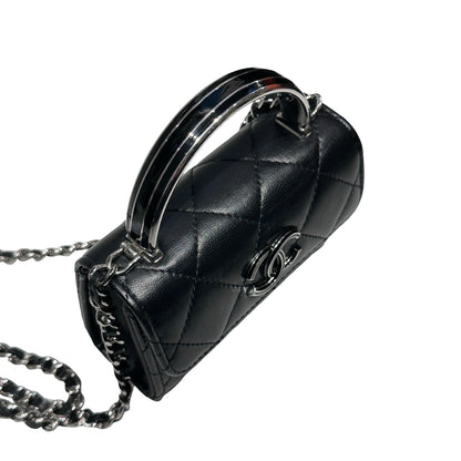 Used Chanel Mini with handle Chain Shoulder Bag Black PHW