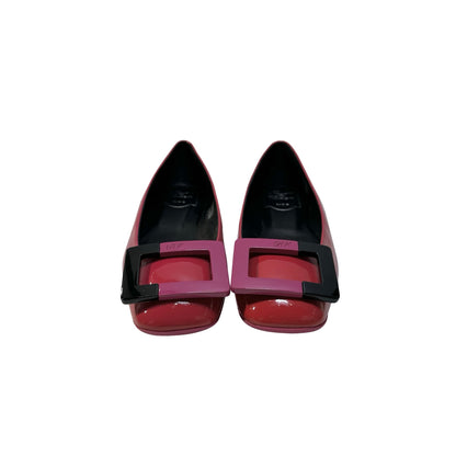 Used ROGER VIVIER Patent Leather Belle Vivier Trompette Shoes Red