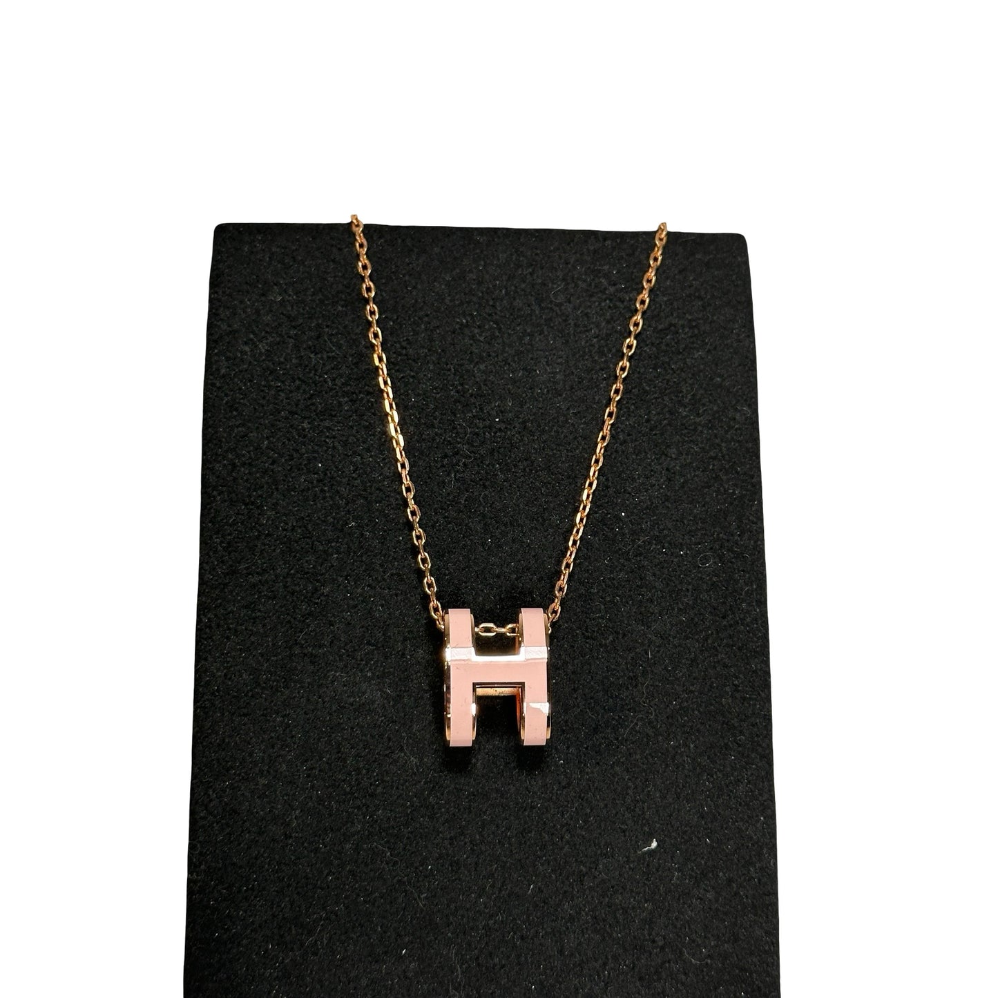 Used HERMES Gold plating Pop H Necklance Pink GHW
