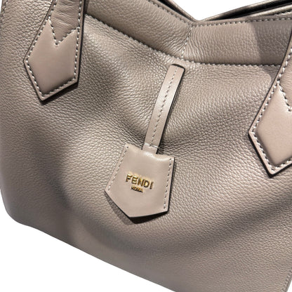 Used Fendi Calfskin Leather Tote Bag Grey GHW