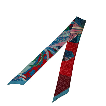 Used HERMES Silk Twilly Red Blue