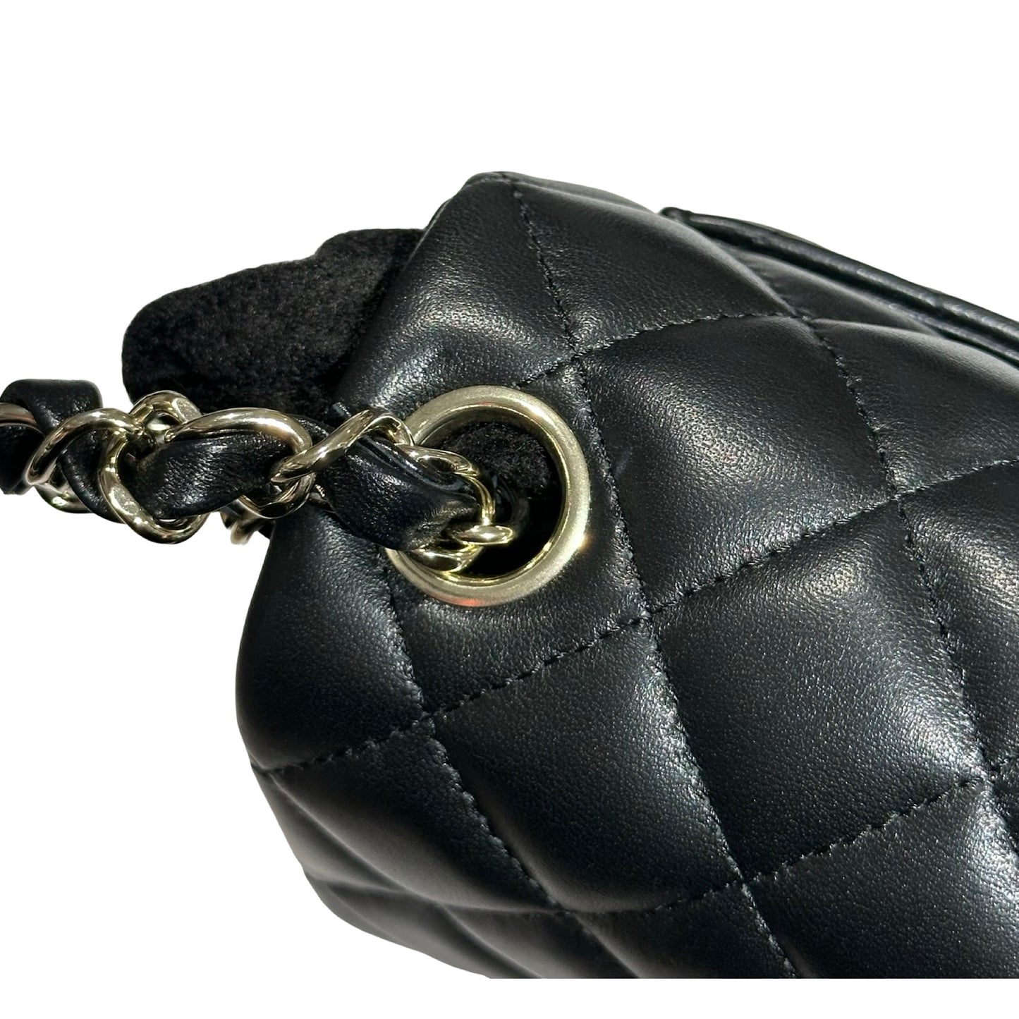 New Chanel Lambskin Leather Mini flap 17cm Cross Body Bag Black GHW