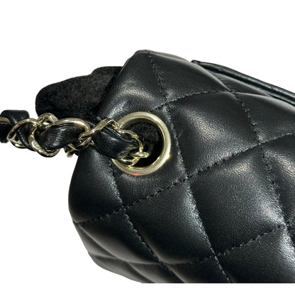 New Chanel Lambskin Leather Mini flap 17cm Cross Body Bag Black GHW