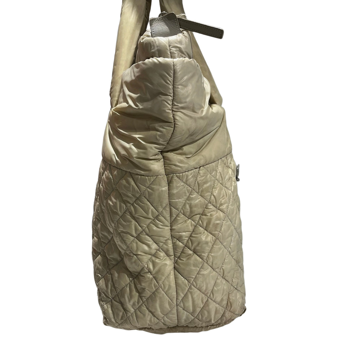 Used CHANEL Quilted Nylon Coco Cocoon Tote Bag Beige