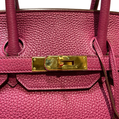 Used Hermès Calfskin Leather Birkin 35 Tote Bag GHW Purple