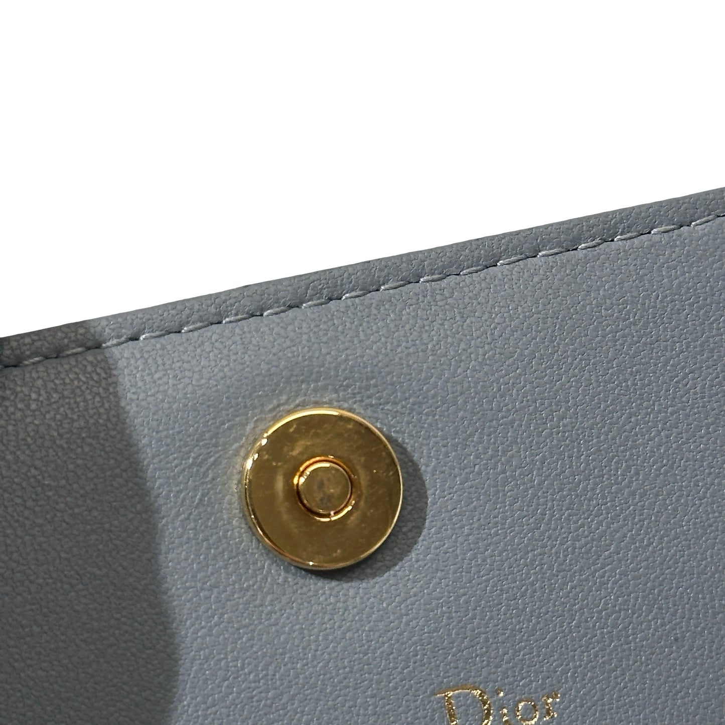 DIOR Cannage Calfskin Dior Caro Glycine Wallet Blue Ghw
