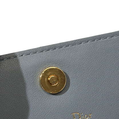 DIOR Cannage Calfskin Dior Caro Glycine Wallet Blue Ghw