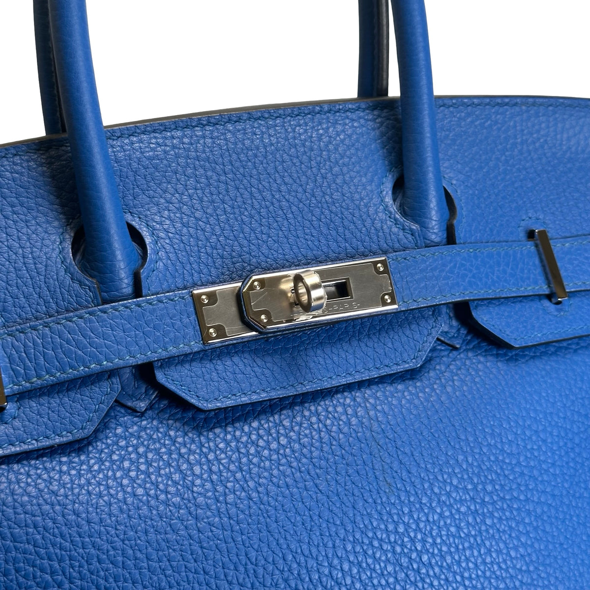 Used HERMES Togo Birkin 30 Handbag Blue PHW