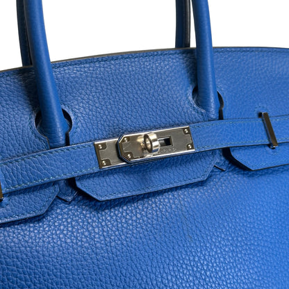 Used HERMES Togo Birkin 30 Handbag Blue PHW
