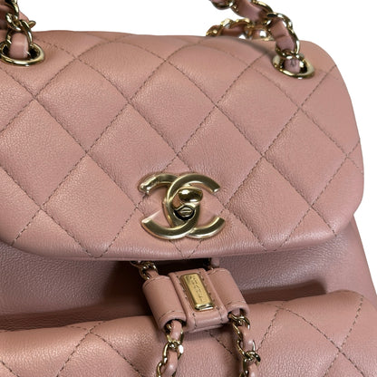 Brand New CHANEL Quilted Calfskin Duma Backpack Pink Gold