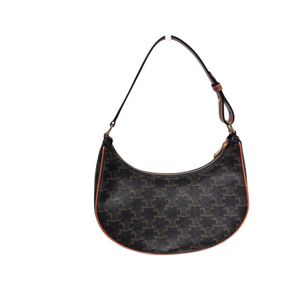 Used CÉLINE Canvas Ava Handbag Black Brown GHW