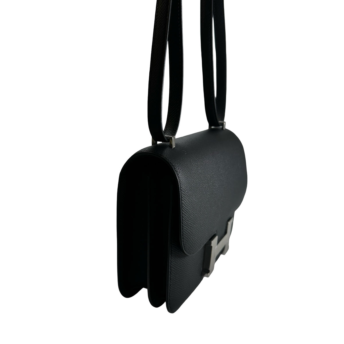 Brand New HERMES Epsom Constance Crossbody Bag Black Silver