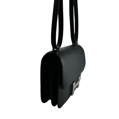 Brand New HERMES Epsom Constance Crossbody Bag Black Silver