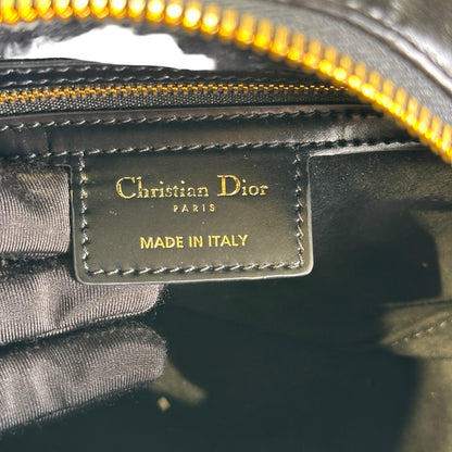Used DIOR Cannage Leather Cannage Handbag Black Gold